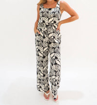 GILLI Cabana Casual Print Wide Leg Pants in black white - women's pants