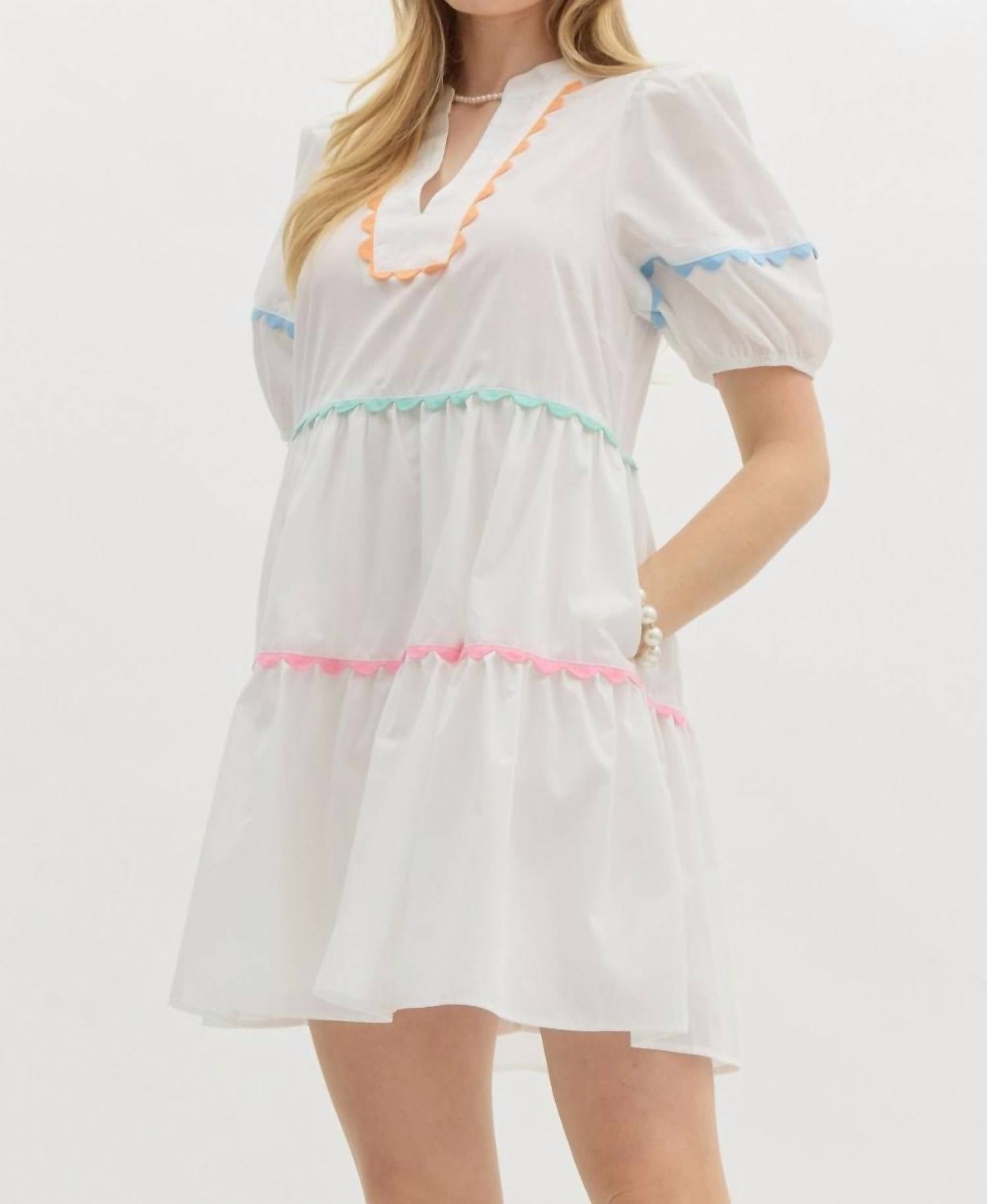 entro Caroline Mini Dress in white - women's dress - alternate view