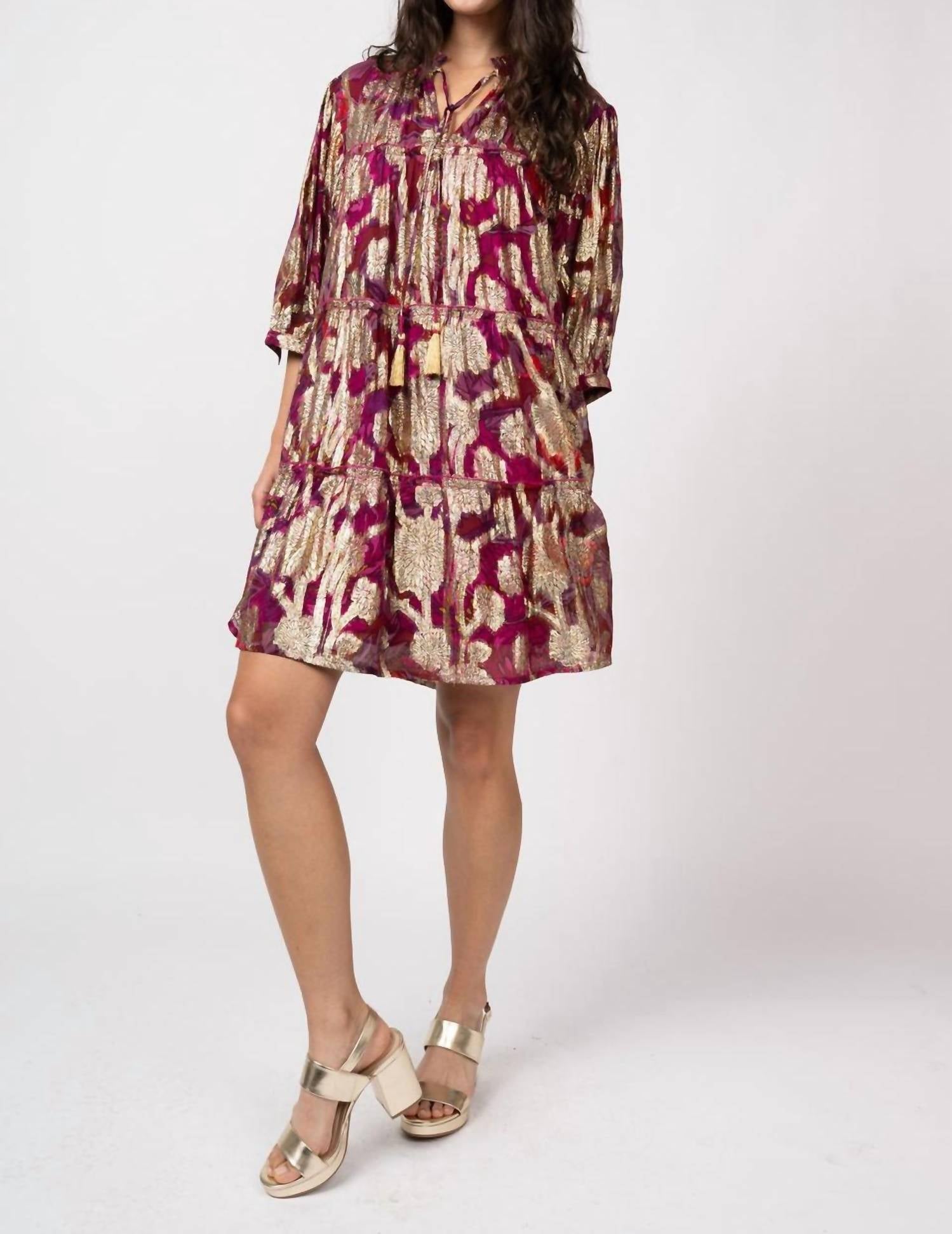 Ivy Jane - Metallic Print Tiered Dress