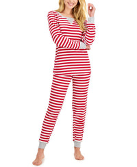 Family Pjs - Sleepwear Matching Striped Waffle-knit Pajama Set