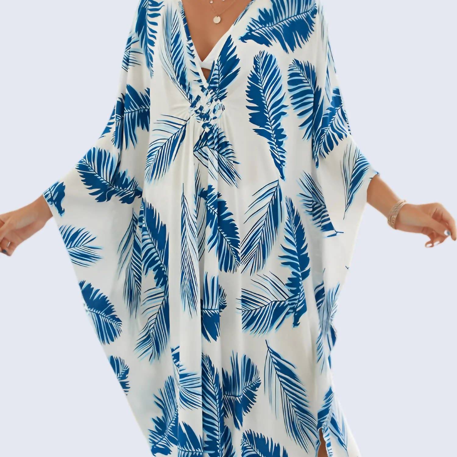Miss Lavish London - Printed Cotton Blend Kaftan Dress