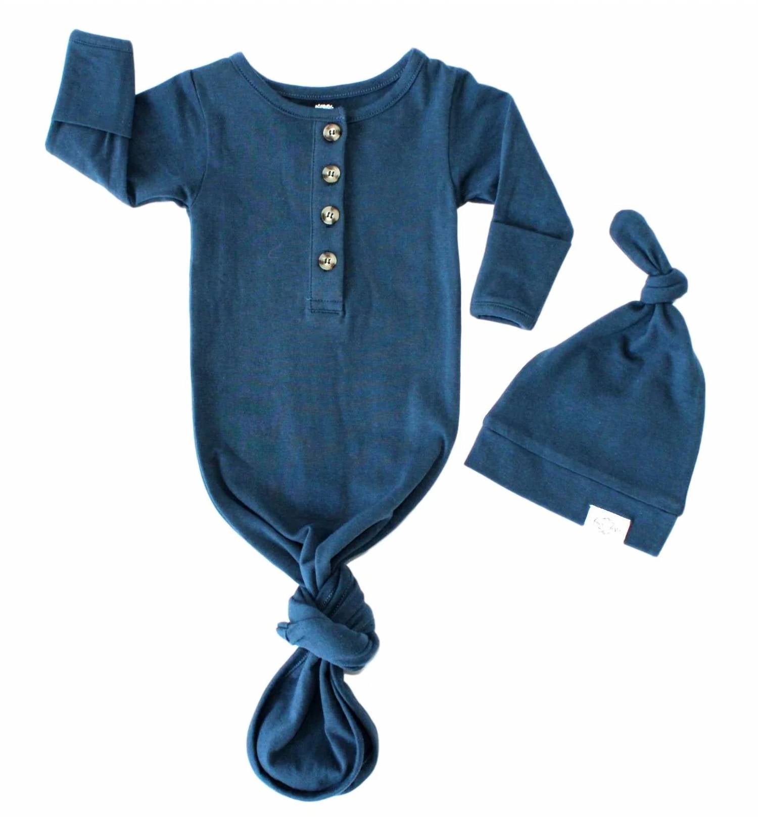 Fawn & Foster - Baby Organic Knotted Gown + Top Knot Hat