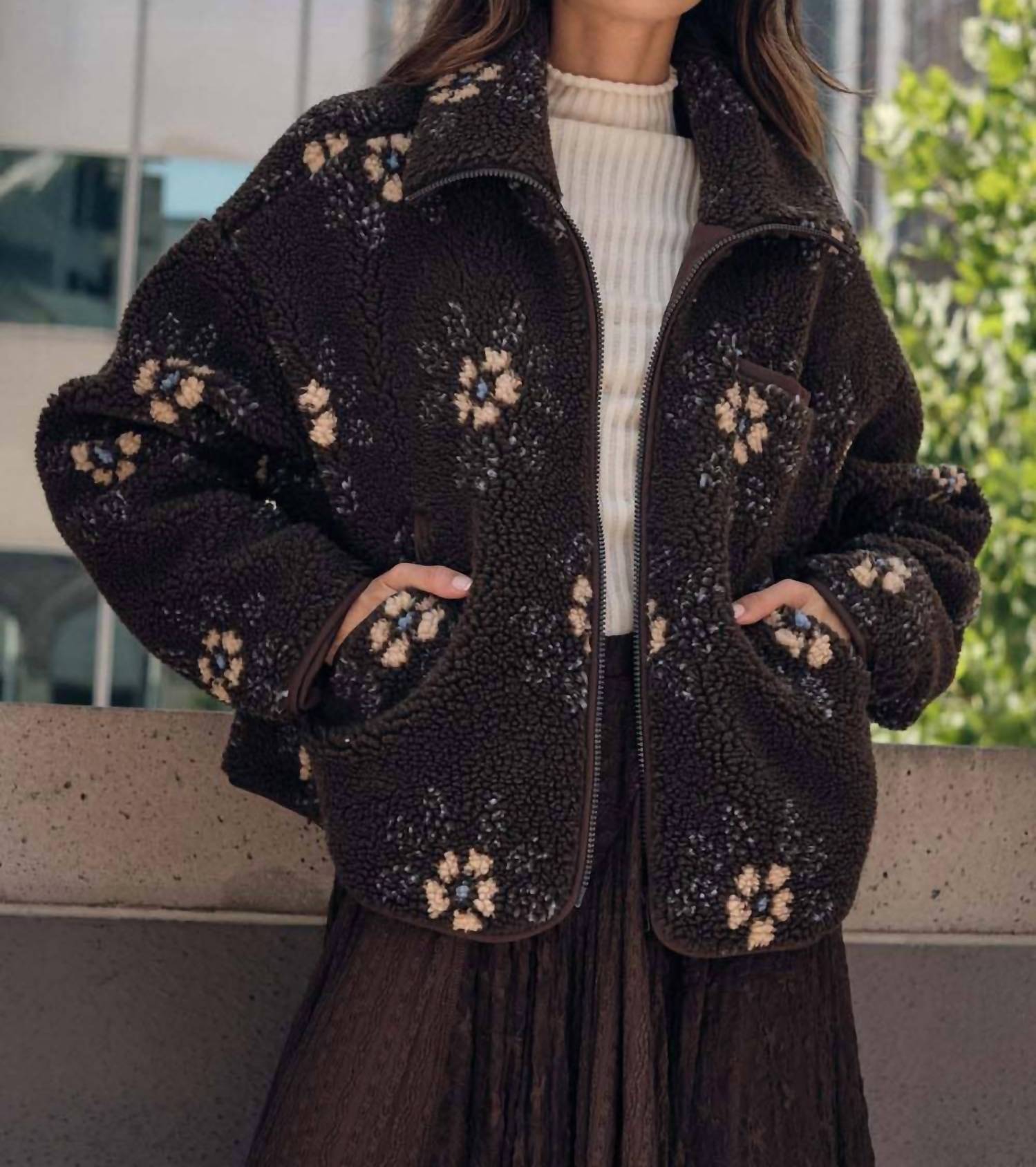 Promesa - Floral Fleece Zip-Up Jacket