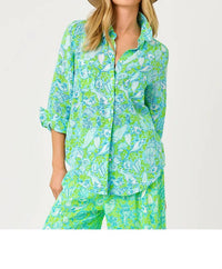 Lilly Pulitzer - Sea View Linen Button Down Shirt
