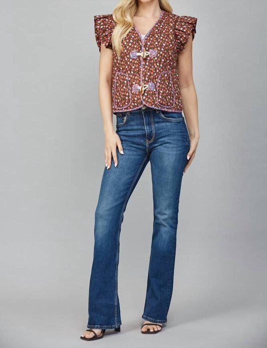 Fate - Morgan Floral Print Toggle Vest