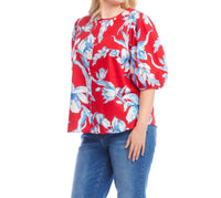Karen Kane - Puff Sleeve Button-front Shirt - Plus