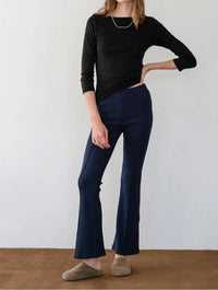 DONNI. Rib Kick Flare Pants in navy 1 - women's pants