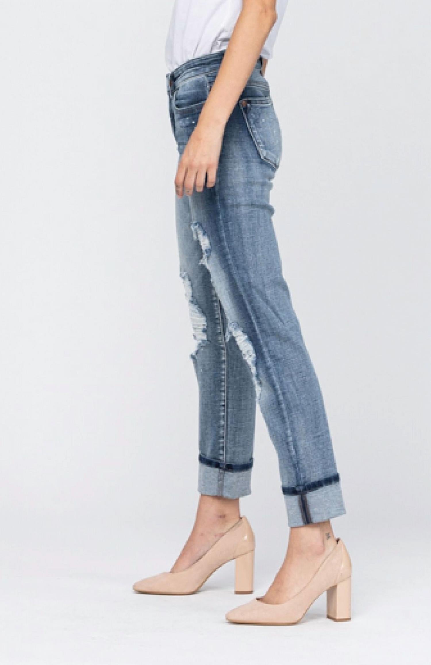 Judy Blue - Destroy Bleach Splatter Boyfriend Jeans