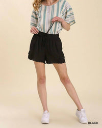 Umgee - Linen Blend Elastic Waist Band Short