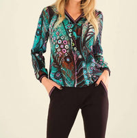 Dolcezza - Peacock V-neck Long Sleeve Top