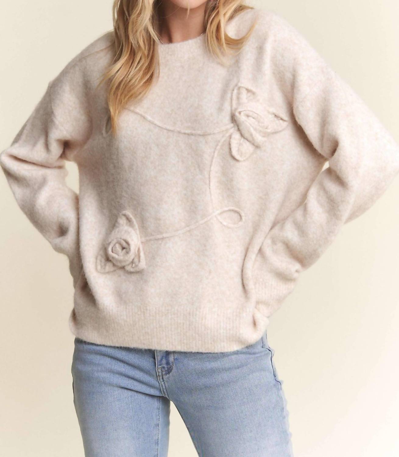 ADORA Floral Applique Soft Sweater - women's sweater - view 4