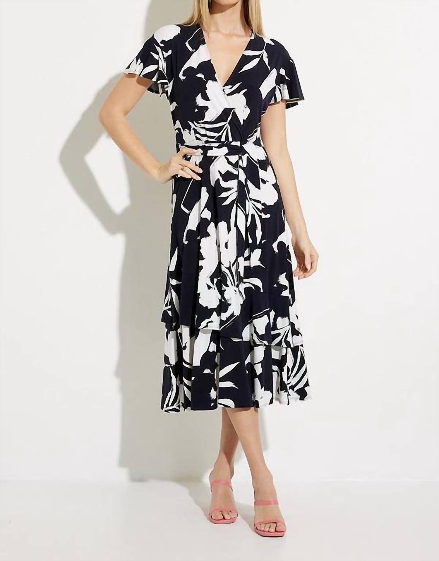 Joseph Ribkoff Melinda Fit And Flare Dress in midnight blue vanilla - women's dress - view 4