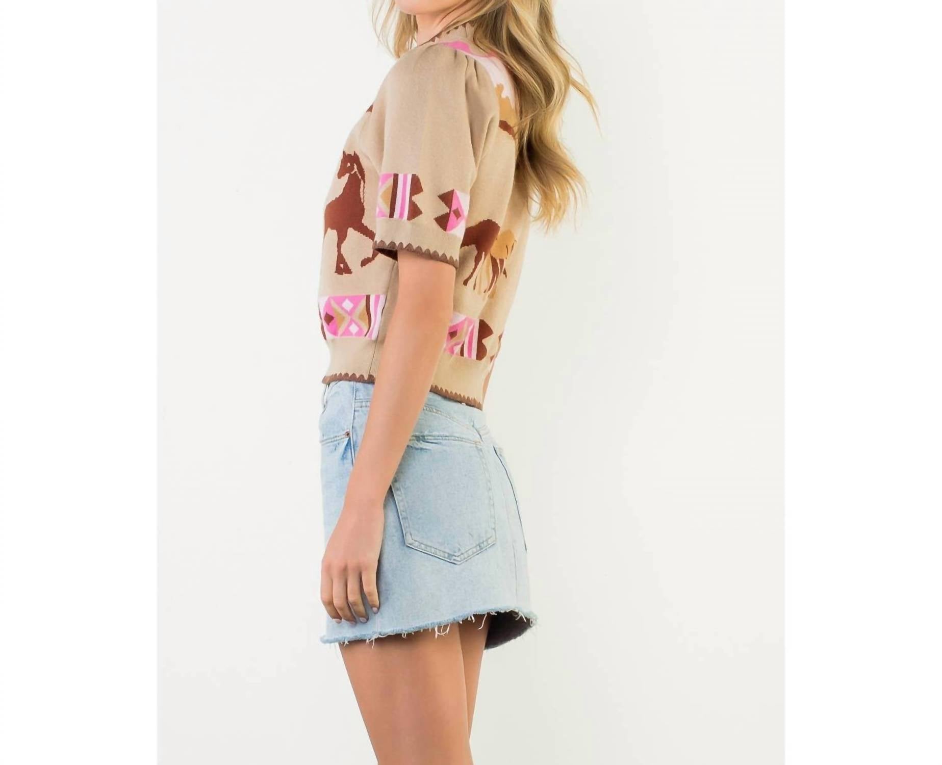 Thml - Western - Inspired Short Sleeve Sweater