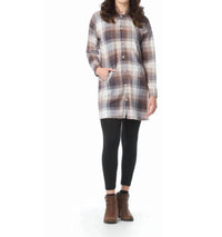 Papillon - Brushed Plaid Button Up Sweater Dress
