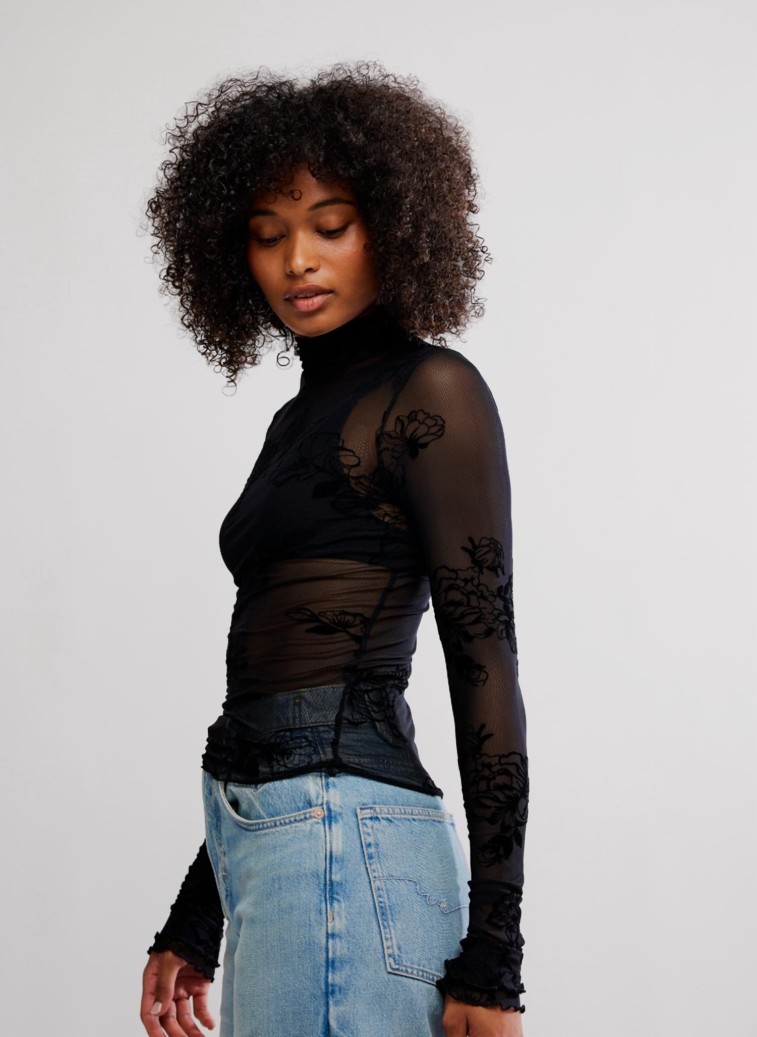 Free People - Kyla Velvet Lace Layering Top