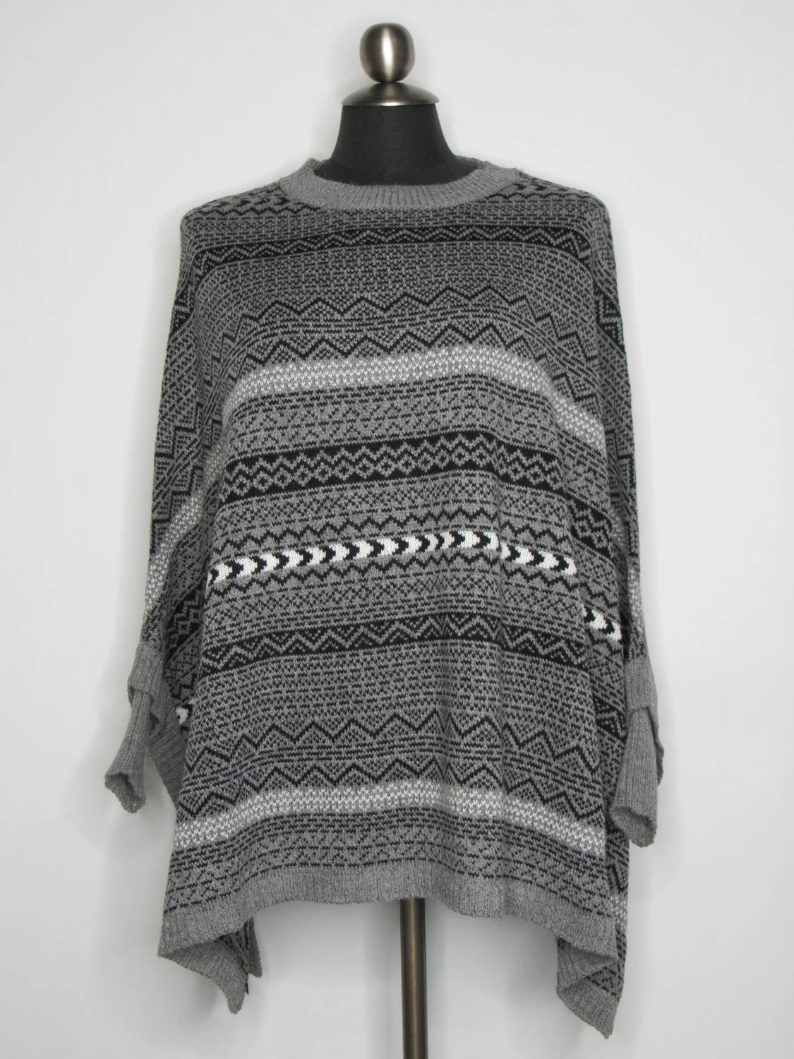 Papillon - Women's Fairisle Knit Poncho Style Sweater