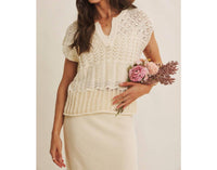 In February - Open Knit Pointelle Crochet Sweater