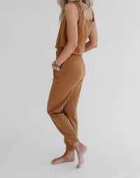 Three Bird Nest - Set To Go Textured Jumpsuit And Cardigan Set