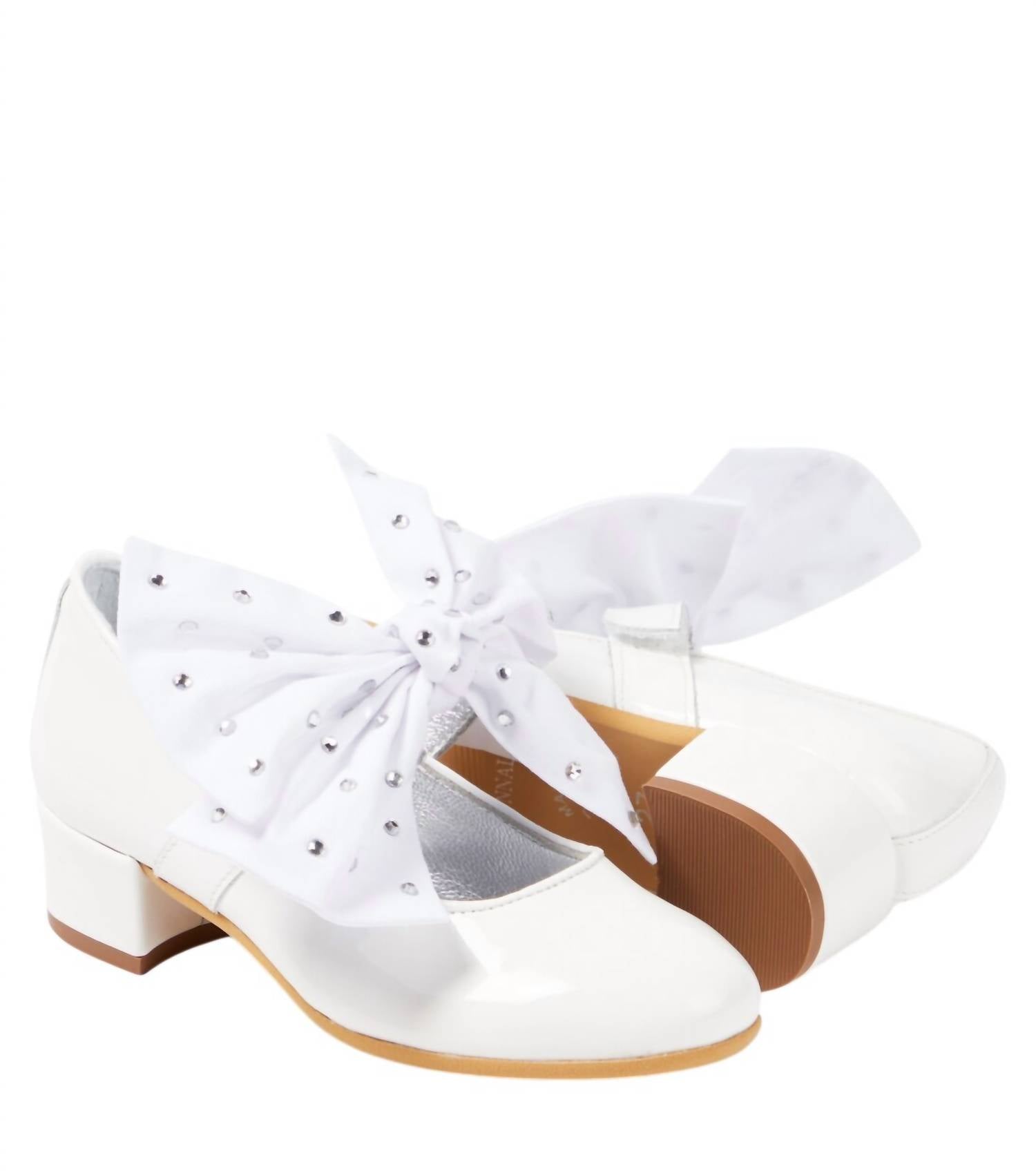 MONNALISA Girls Ballet 35mm Heel Dress Shoes in white - kids' shoe - alternate view