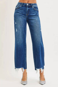Risen - High Waist Crop Wide Leg Jeans