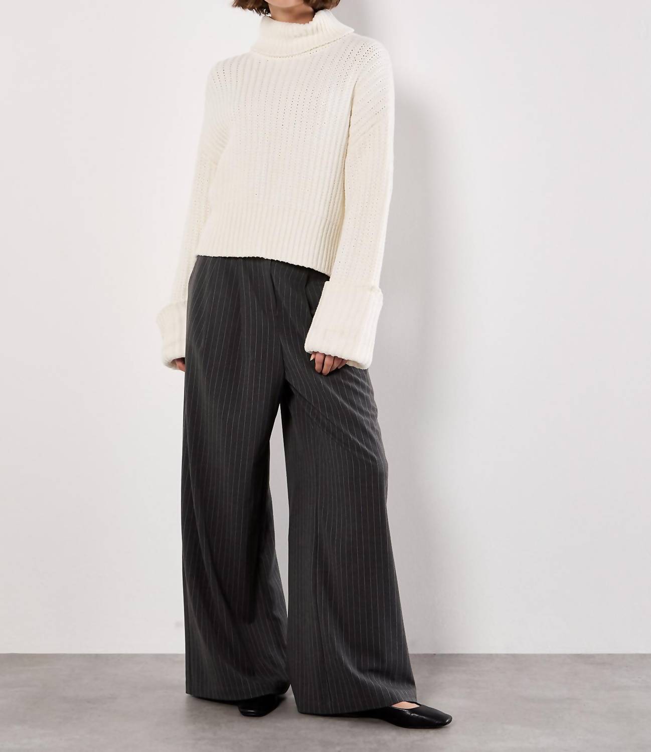 Apricot - Chunky Knit Roll Neck Sweater