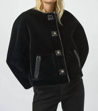 Joseph Ribkoff - Faux Fur Crew Neck Boxy Jacket