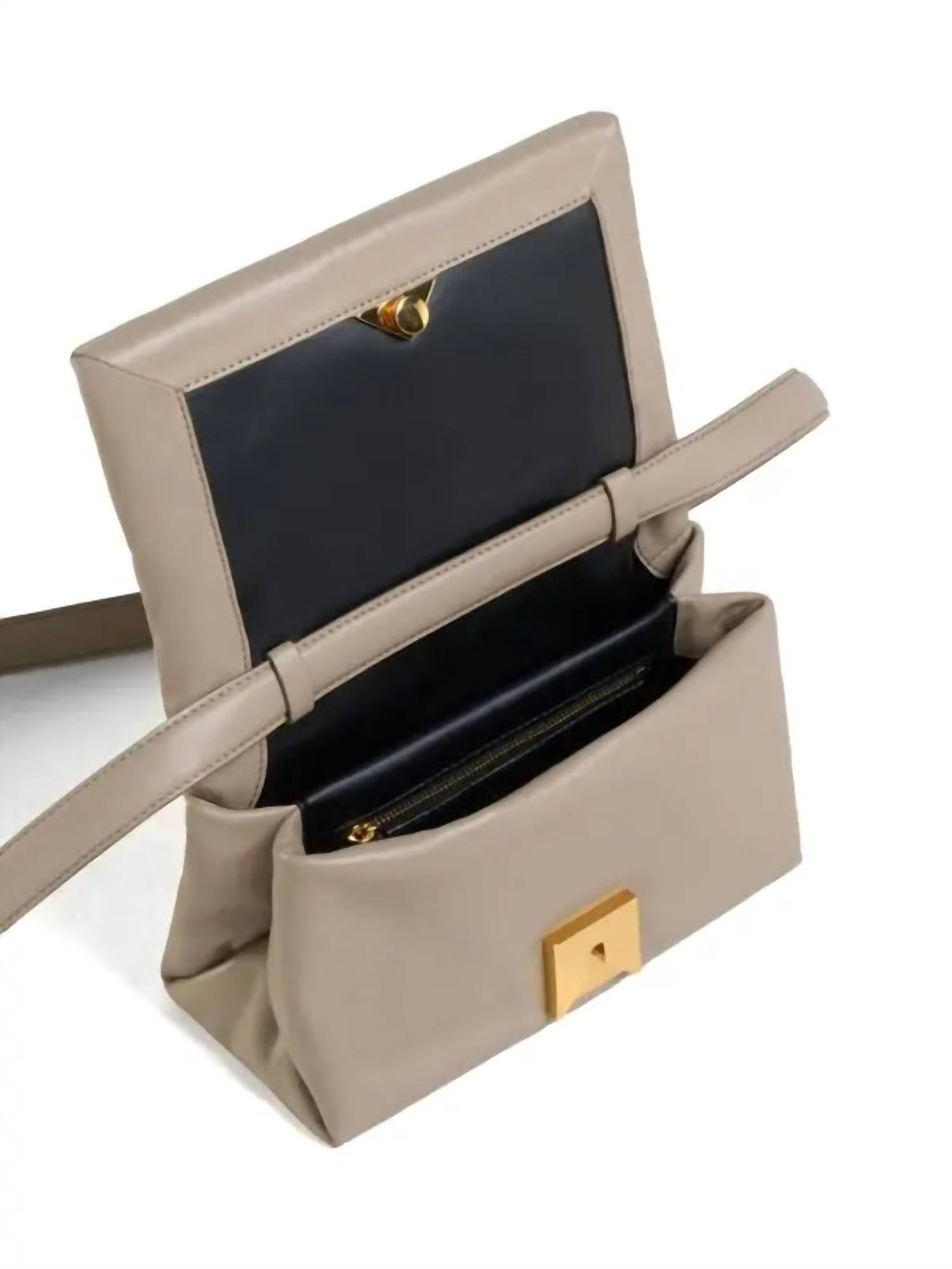MARNI Women's Prism Leather Large Shoulder Bag in cork beige - women's bag - detail view