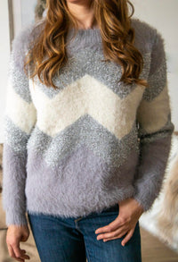 Fate - Chevron metalic fuzzy sweater