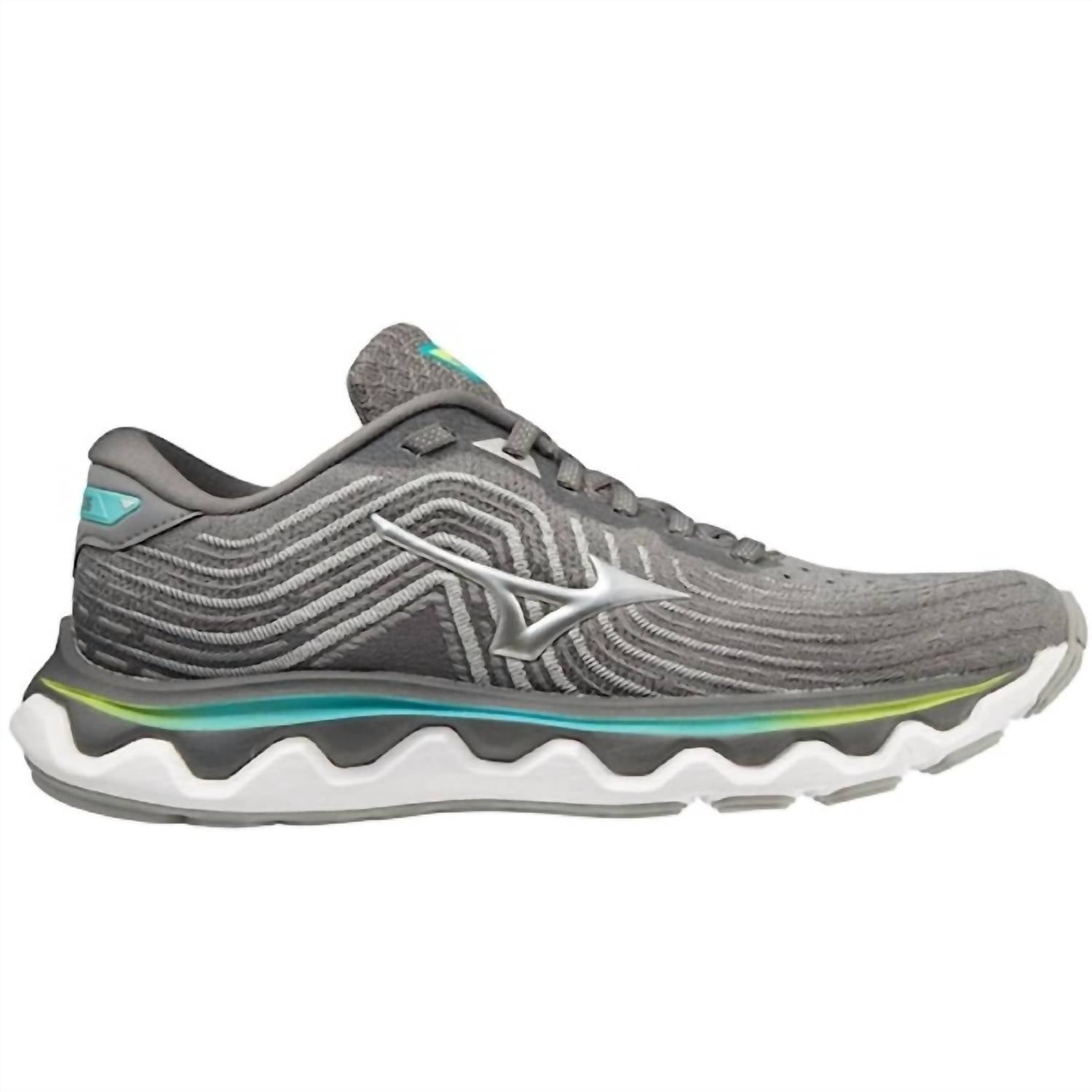 MIZUNO Women's Wave Horizon 6 Running Shoe in gray silver - women's shoe - detail view