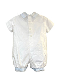 L'Pety Canar - Boy's 2pc Silk Knickers Short Sleeve Romper With Detail Cotton Lined With Hat