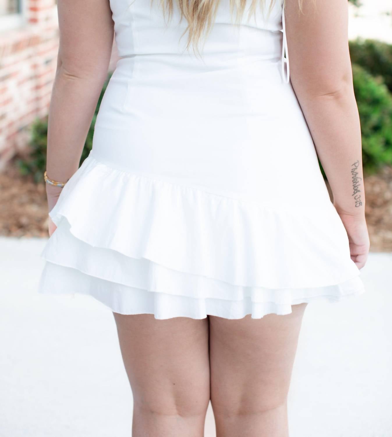 Baby Pink - Mini Dress With Ruffle Hem