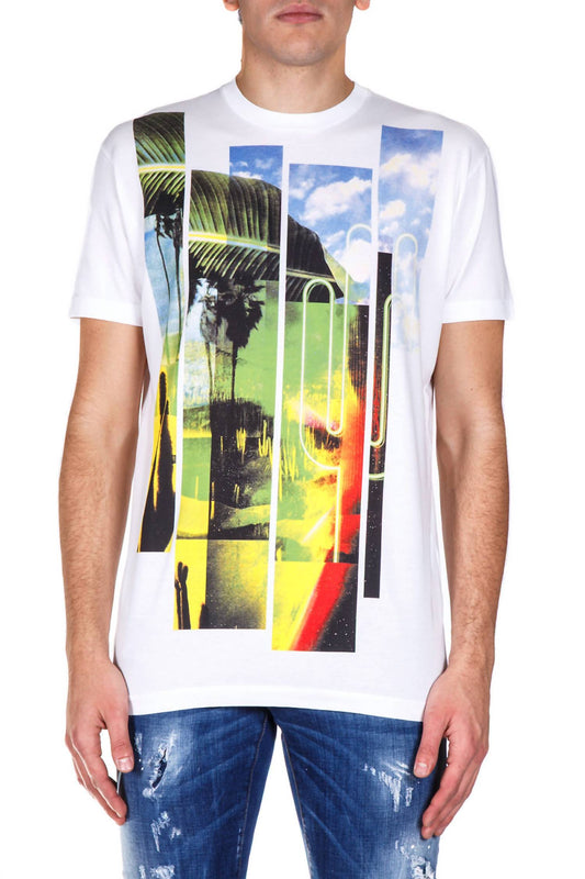 Multicolor Graphic Design Short Sleeve Crew Neck T-Shirt