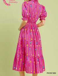 Umgee - Vibrant Ruffle Smocked Midi Dress