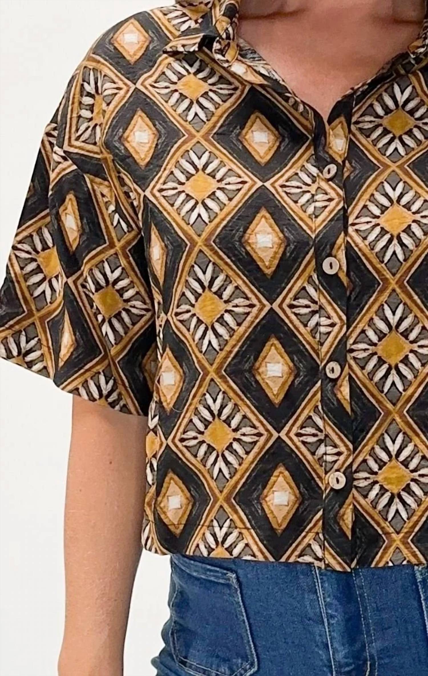 Promesa - Geometric Floral-Print Shirt