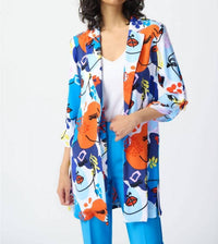 Joseph Ribkoff - Abstract Face Print Longline Blazer