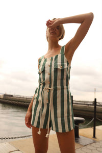 Miguelina - Franca Striped Cotton Romper