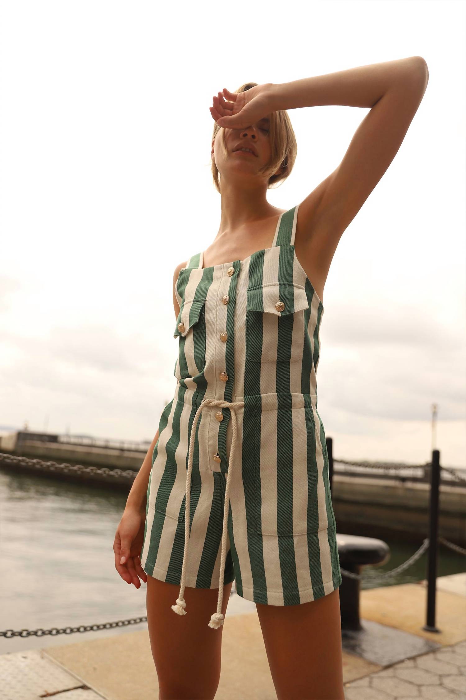 Miguelina - Franca Striped Cotton Romper