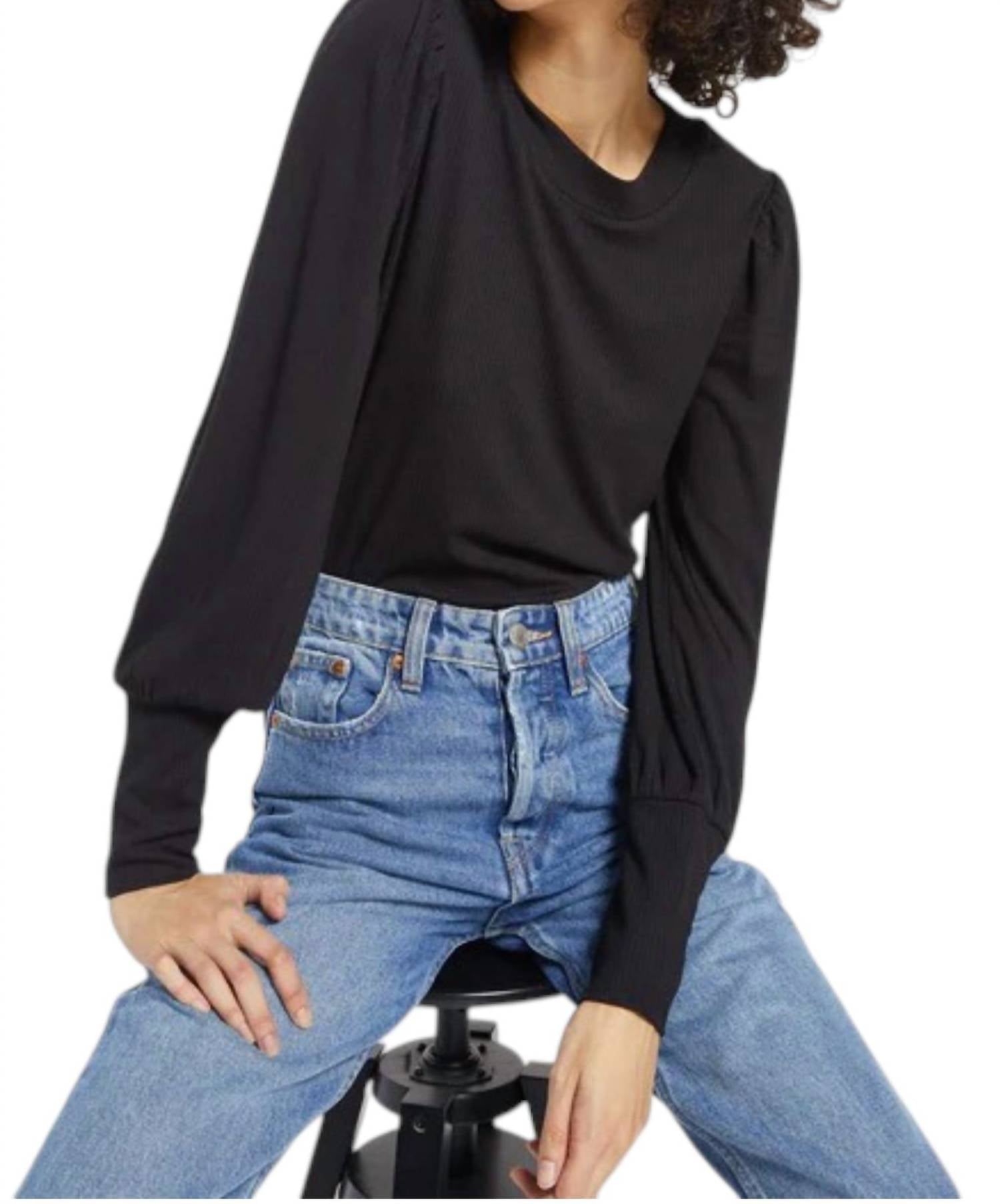 Z Supply Clemente Puff Sleeve Top in black - women's top