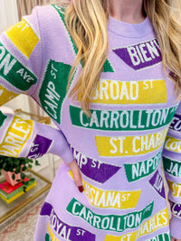 Queen Of Sparkles - Nola Street Sign Knit Dress