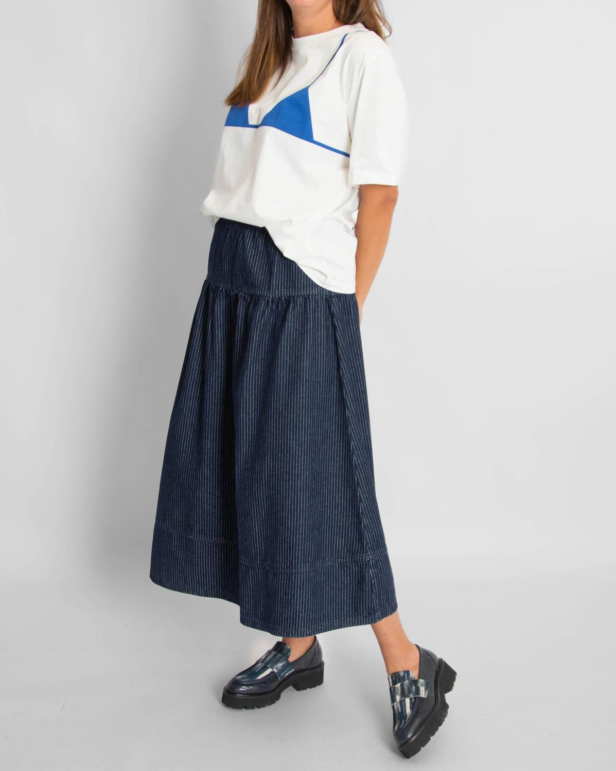 Bobo Choses - Evase Pinstripe Soft Denim Skirt
