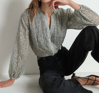 Nation LTD Vella Pintucked Top in silver - women's blouse