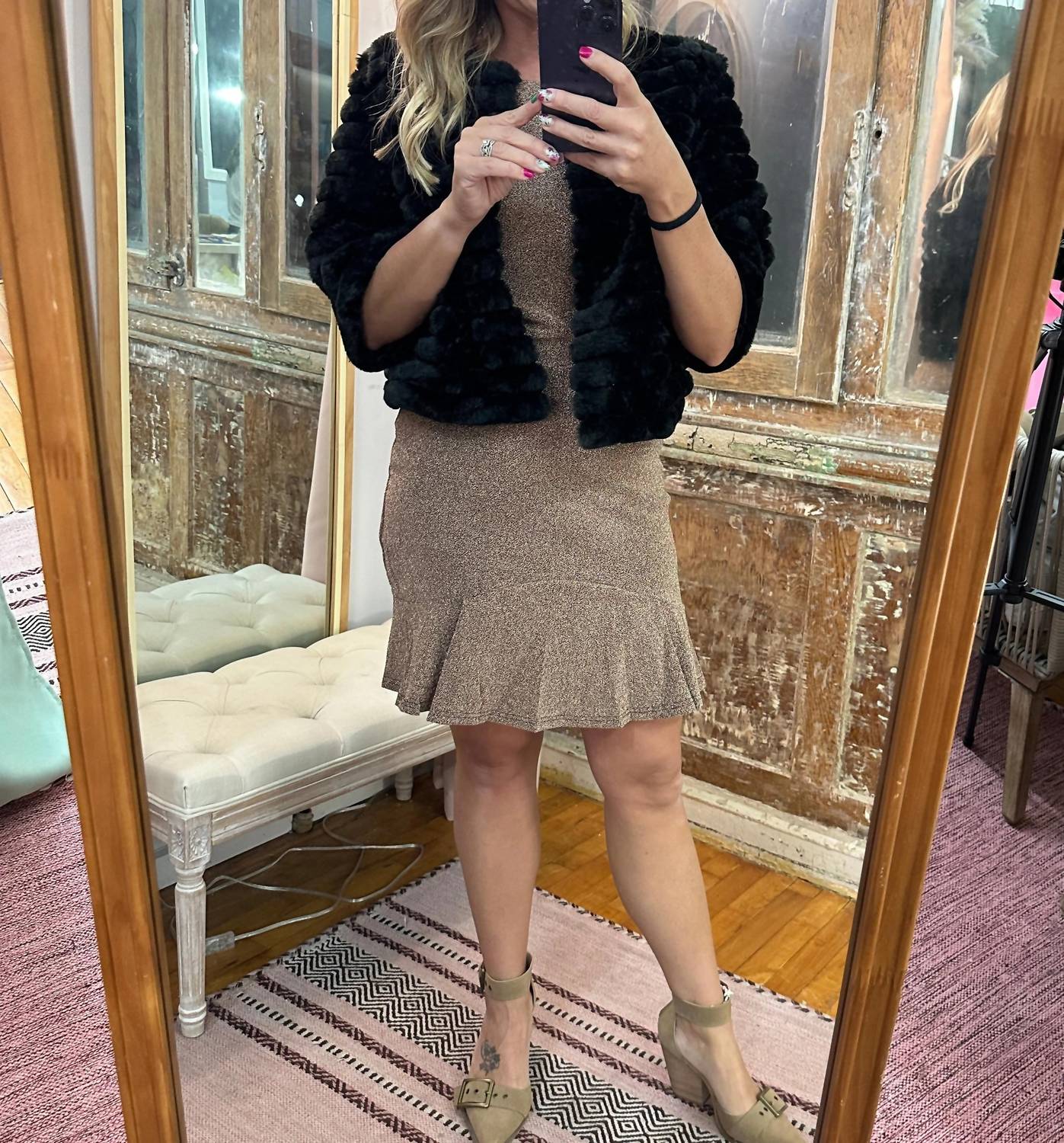 She + Sky - Faux Fur Crop Jacket