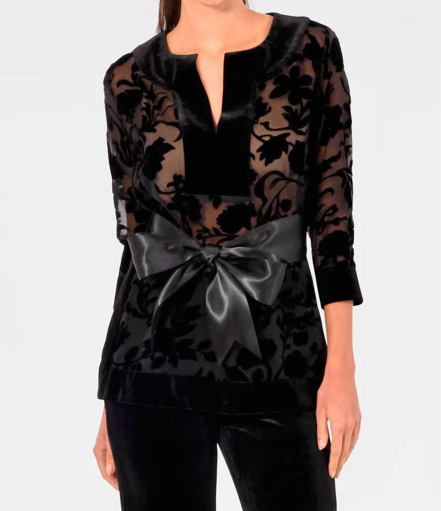 GRETCHEN SCOTT Signature Luxe Garden Tunic in black - women's shirt