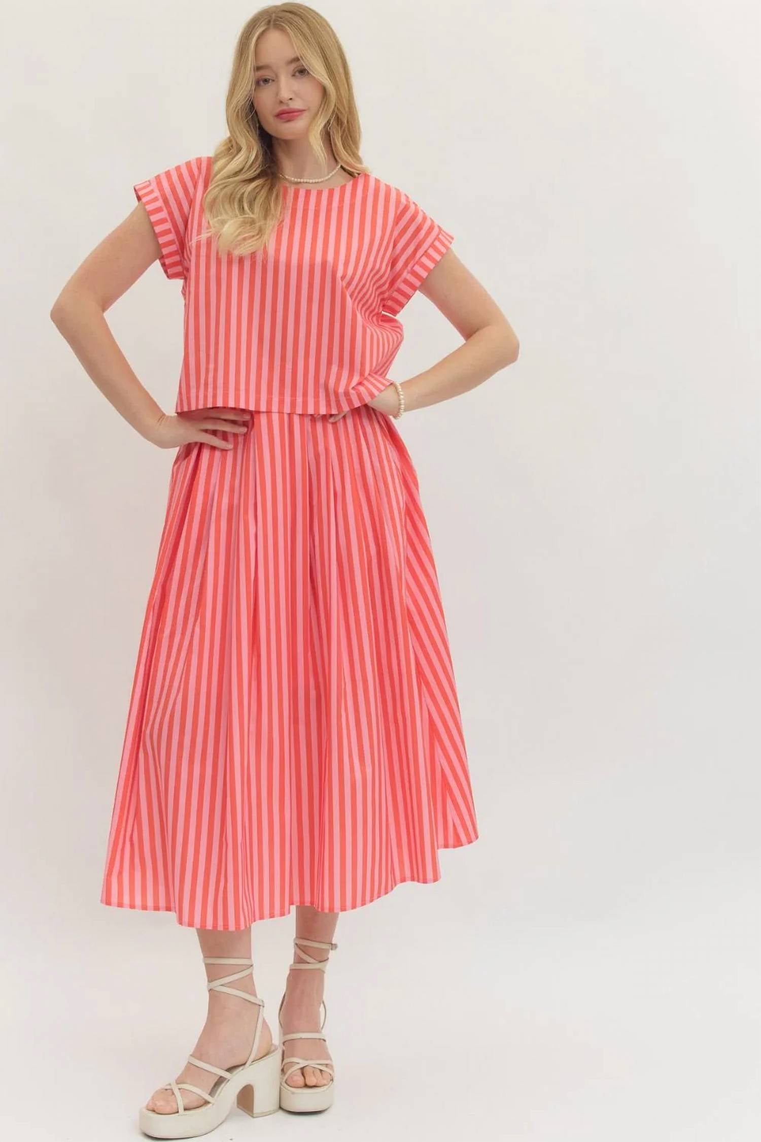 Entro - Striped Skirt Set