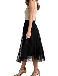 Ee:Some - Mesh Pleated Midi Skirt