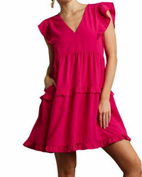Umgee - Ruffle Tiered V-neck Dress