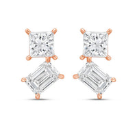 Diana M Jewels - Women's Princess & Emerald Lab-Grown Diamond Stud Earrings (3.00 Ct) - Signature