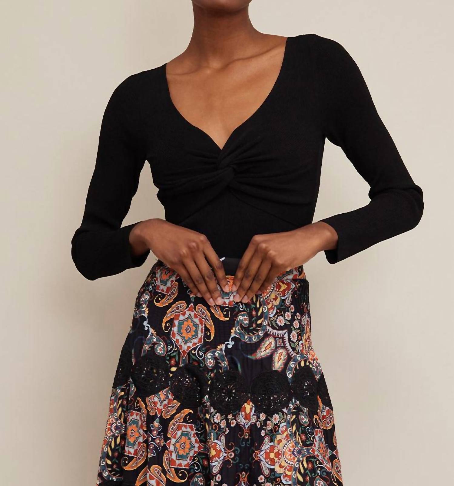 Cara Cara Women's Charlene Top in black - women's blouse - detail view