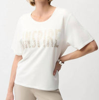 Joseph Ribkoff - Front Print Straight T-shirt With Rhinestones Top