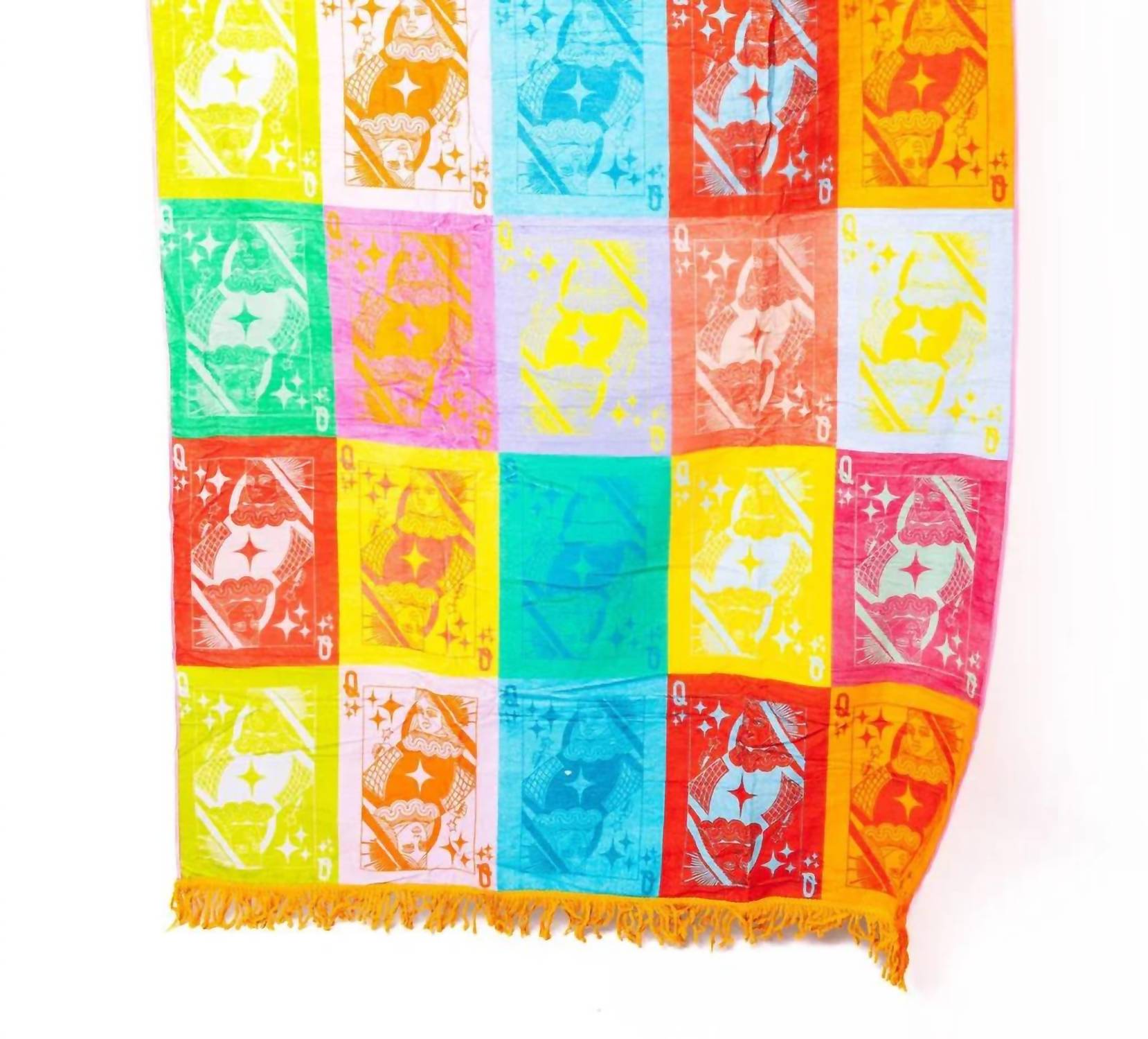 Queen Of Sparkles - Card Logo Fringe Beach Towel